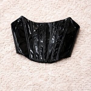 Black Patent Leather Corset Top